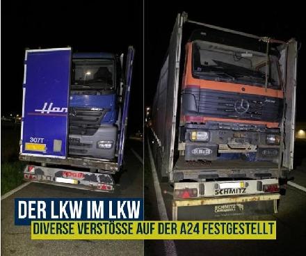 Die Auflieger waren nicht für den Transport von LKW bestimmt.