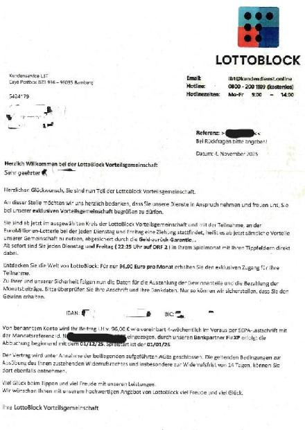 Ansicht des eingegangenen Schreibens