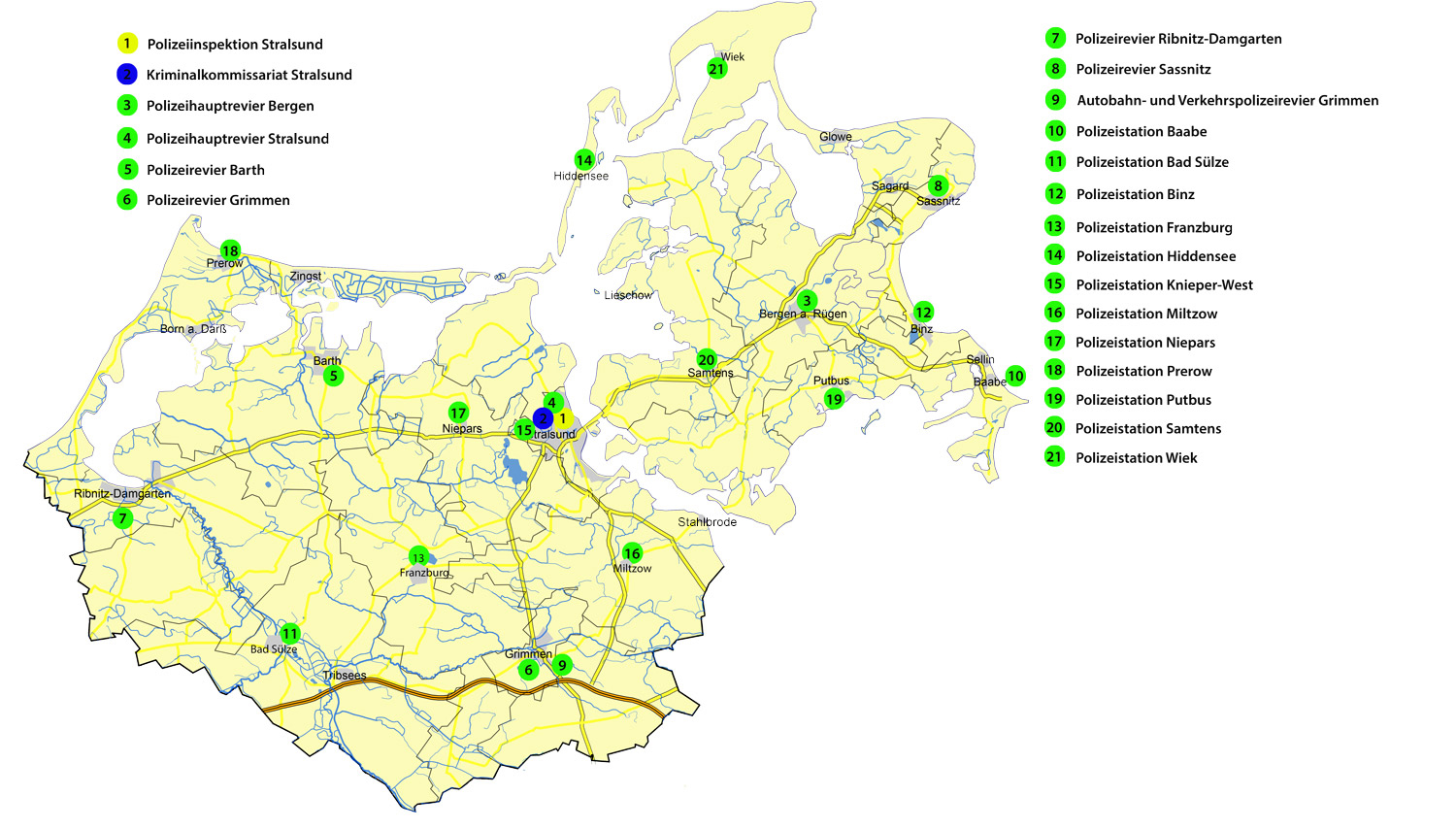 Karte Polizeiinspektion Stralsund